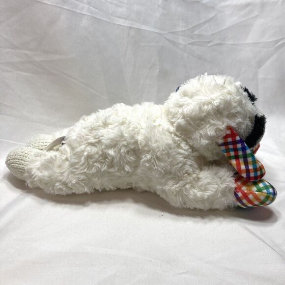 Multipet Sock-Face Lamb Chop Dog Toy Plush Squeaker 13"x4" Hard To Find Gingham - Picture 4 of 13